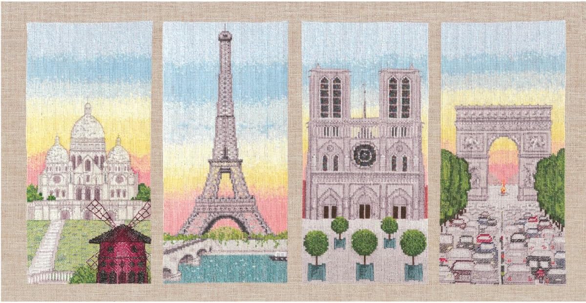 クロスステッチ刺繍テーブルクロス 大小2枚セット ヴィンテージ